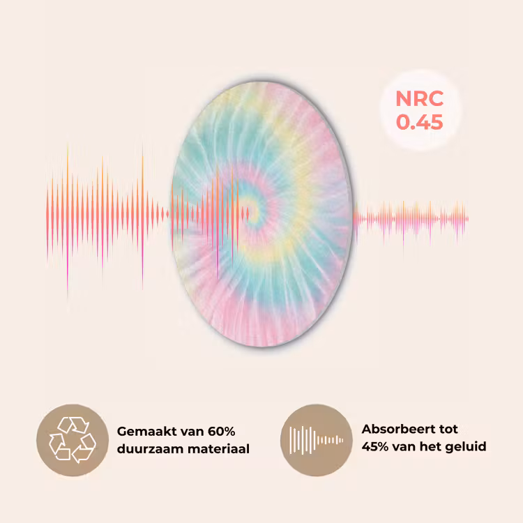 Pasteltinten - Tie dye - Roze Akoestische PET Vilt - Rond klein -USP_NL