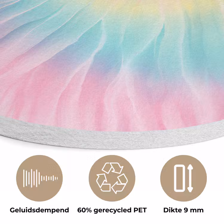 Pasteltinten - Tie dye - Roze Akoestische PET Vilt - Rond klein -closeup_NL