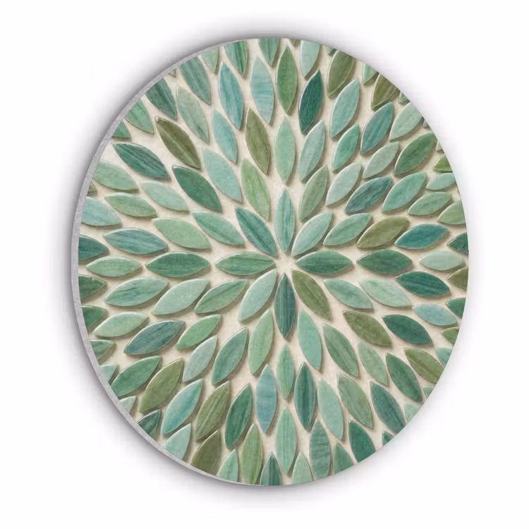 Patroon - Blad - Groen - Abstract Akoestische PET Vilt - Rond klein -3d