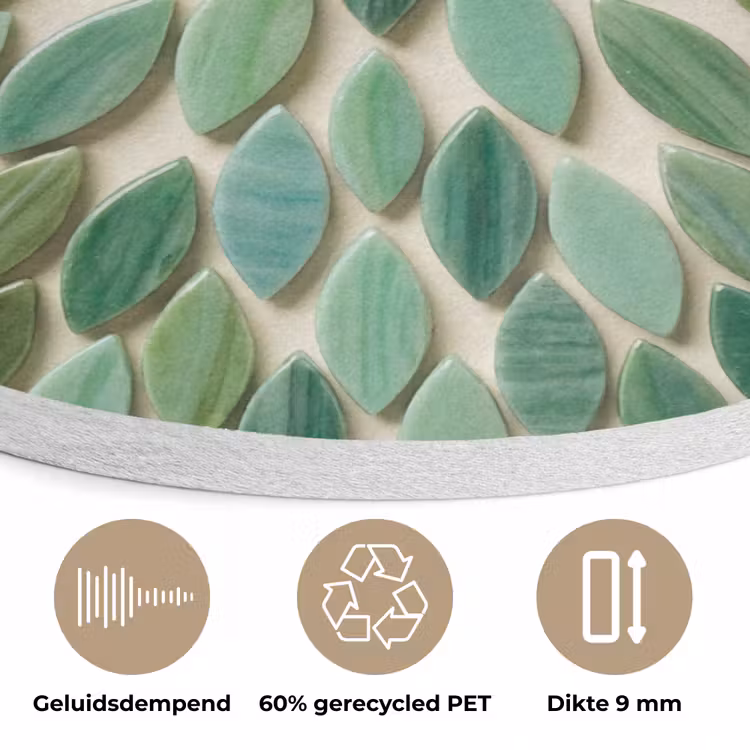 Patroon - Blad - Groen - Abstract Akoestische PET Vilt - Rond klein -closeup_NL