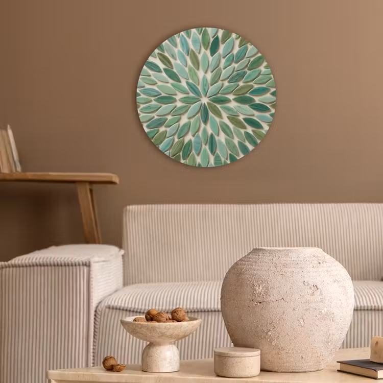 Patroon - Blad - Groen - Abstract Akoestische PET Vilt - Rond klein -sfeer1
