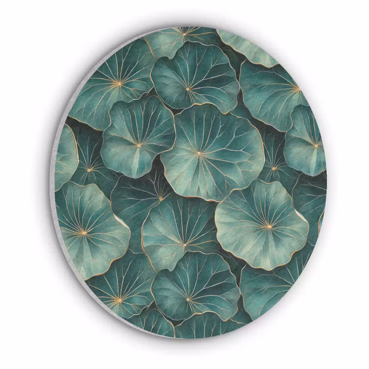 Patroon - Bladeren - Groen Akoestische PET Vilt - Rond klein 838 -3d