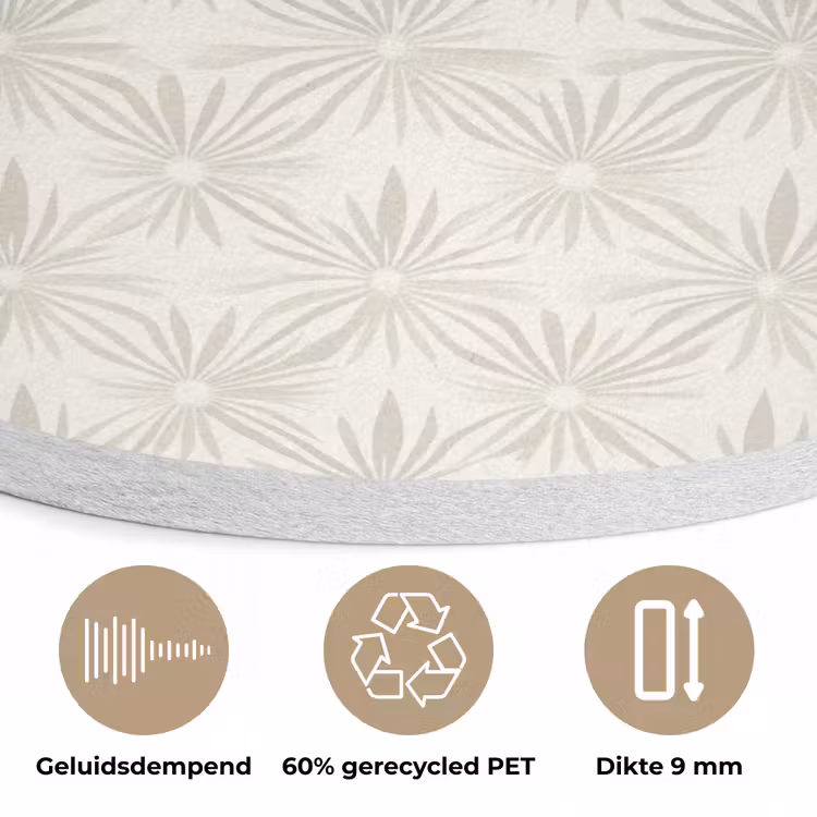 Patroon - Bloemen - Beige Akoestische PET Vilt - Rond klein 838 -closeup_NL