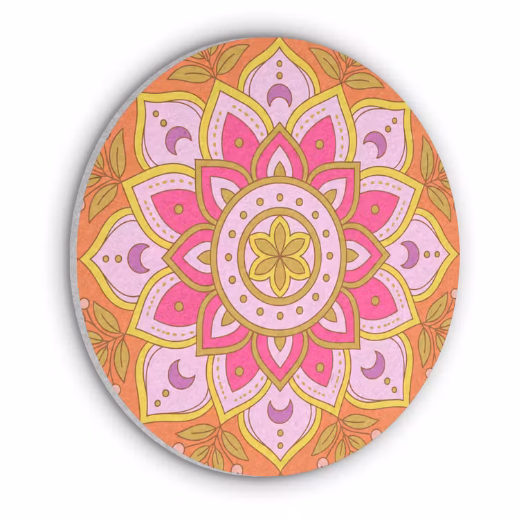 Patroon - Bloemmotief - Decoratie - Abstract - Roze Akoestische PET Vilt - Rond klein -3d
