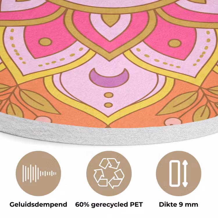 Patroon - Bloemmotief - Decoratie - Abstract - Roze Akoestische PET Vilt - Rond klein -closeup_NL