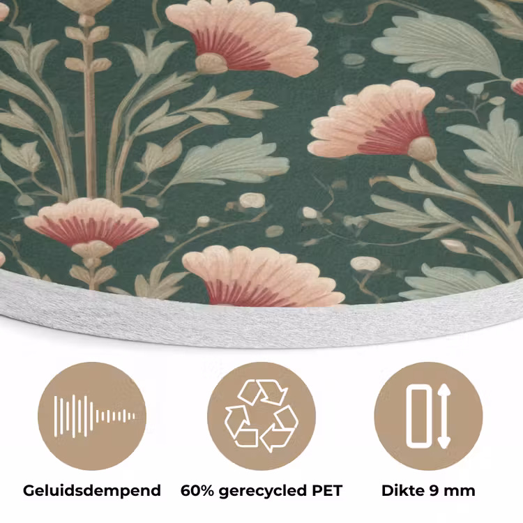 Patroon - Botanisch - Kleurrijk Akoestische PET Vilt - Rond klein 838 -closeup_NL