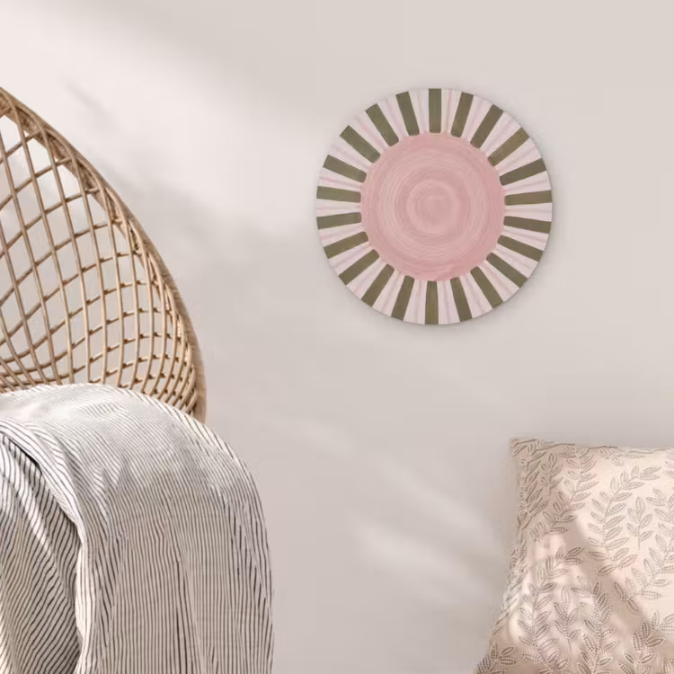 Patroon - Cirkel - Stralen - Abstract - Roze Akoestische PET Vilt - Rond klein -sfeer4
