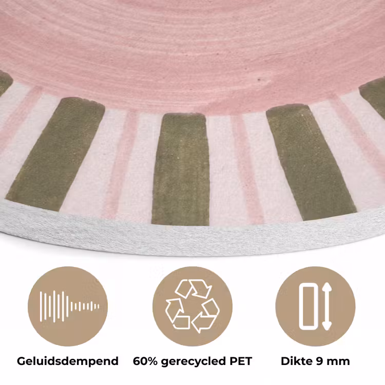 Patroon - Cirkel - Stralen - Abstract - Roze Akoestische PET Vilt - Rond klein -closeup_NL