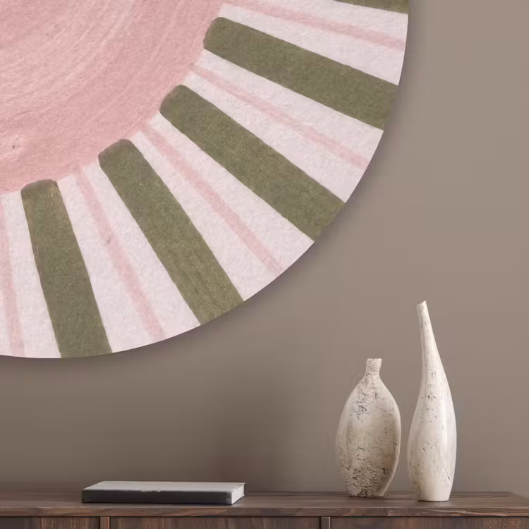 Patroon - Cirkel - Stralen - Abstract - Roze Akoestische PET Vilt - Rond klein -sfeer5_closeup