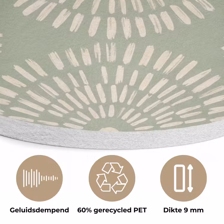 Patroon - Cirkels - Abstract - Modern - Groen Akoestische PET Vilt - Rond klein -closeup_NL