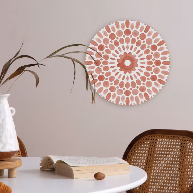 Patroon - Cirkels - Abstract - Modern - Rood Akoestische PET Vilt - Rond klein -sfeer3