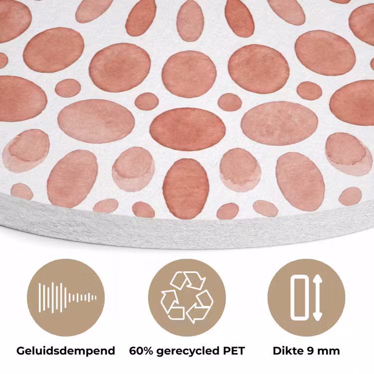 Patroon - Cirkels - Abstract - Modern - Rood Akoestische PET Vilt - Rond klein -closeup_NL