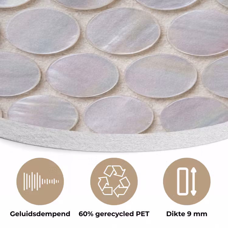 Patroon - Cirkels - Abstract - Modern - Wit Akoestische PET Vilt - Rond klein -closeup_NL