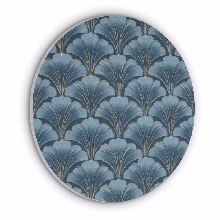 Patroon - Ginkgoblad - Blauw Akoestische PET Vilt - Rond klein 838 -3d