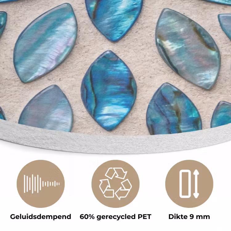 Patroon - Glans - Abstract - Blauw - Decoratie Akoestische PET Vilt - Rond klein -closeup_NL
