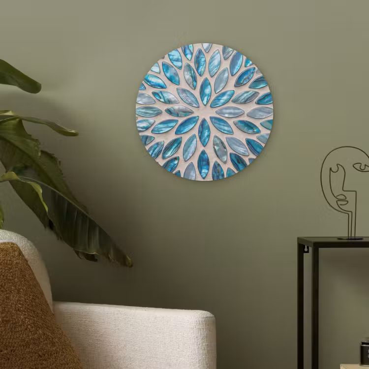Patroon - Glans - Abstract - Blauw - Decoratie Akoestische PET Vilt - Rond klein -sfeer2