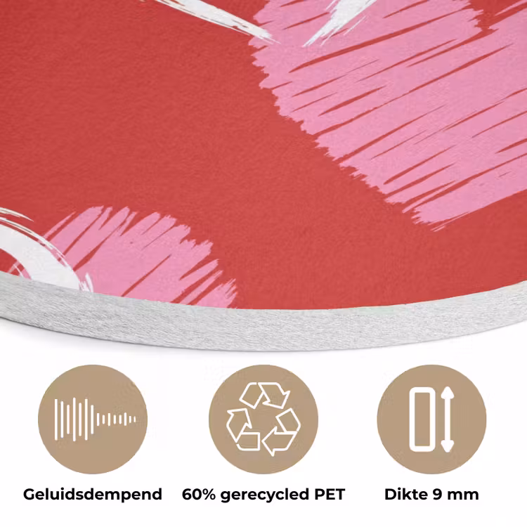 Patroon - Hartjes - Roze - Valentijn Akoestische PET Vilt - Rond klein -closeup_NL
