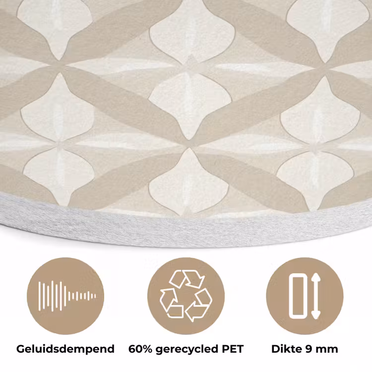 Patroon - Klassiek - Beige Akoestische PET Vilt - Rond klein 838 -closeup_NL