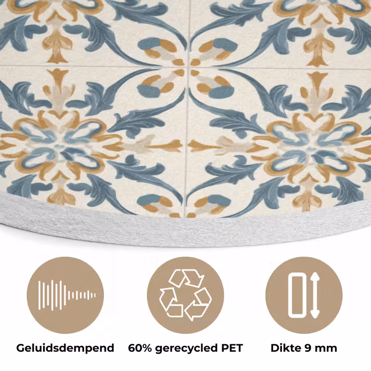 Patroon - Klassiek - Kleurrijk Akoestische PET Vilt - Rond klein 838 -closeup_NL