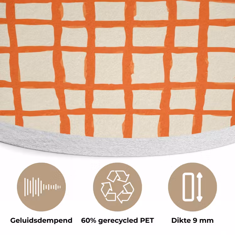 Patroon - Lijnen - Oranje Akoestische PET Vilt - Rond klein 838 -closeup_NL