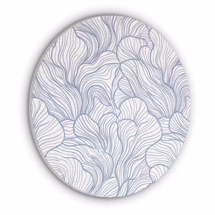 Patroon - Lijnen - Organisch - Abstract - Blauw Akoestische PET Vilt - Rond klein -3d
