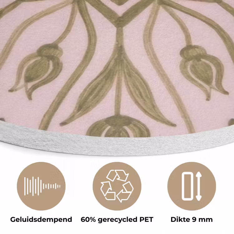 Patroon - Mandala - Decoratie - Abstract - Groen Akoestische PET Vilt - Rond klein -closeup_NL