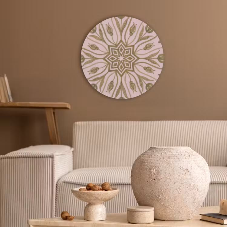 Patroon - Mandala - Decoratie - Abstract - Groen Akoestische PET Vilt - Rond klein -sfeer1