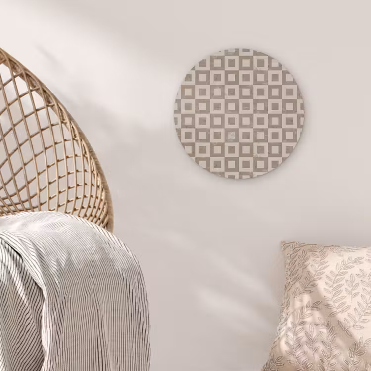 Patroon - Marmer - Beige Akoestische PET Vilt - Rond klein 838 -sfeer4
