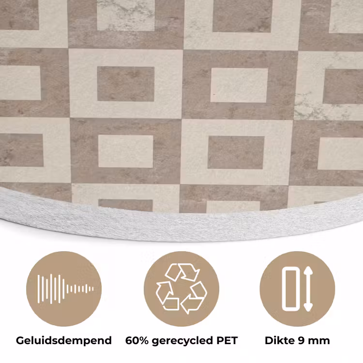 Patroon - Marmer - Beige Akoestische PET Vilt - Rond klein 838 -closeup_NL