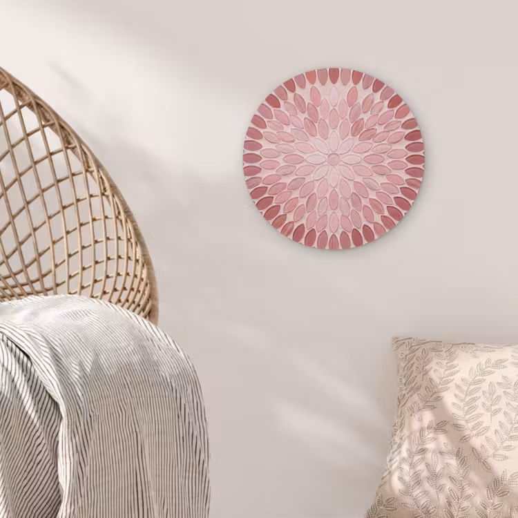 Patroon - Mozaïek - Ovaal - Abstract - Roze Akoestische PET Vilt - Rond klein -sfeer4