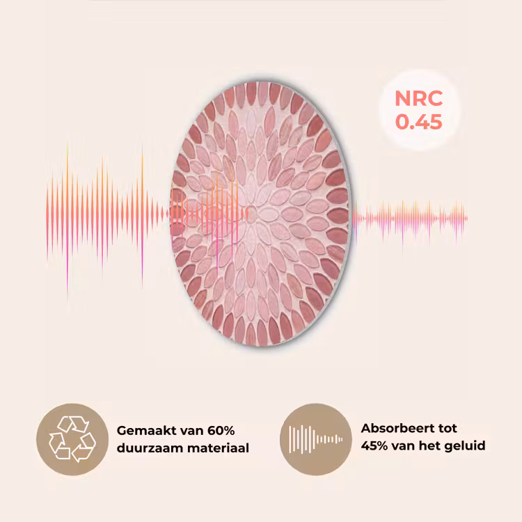 Patroon - Mozaïek - Ovaal - Abstract - Roze Akoestische PET Vilt - Rond klein -USP_NL