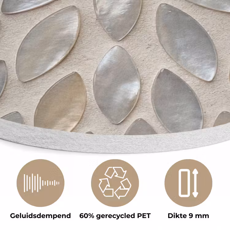 Patroon - Ovaal - Glanzend - Abstract - Beige Akoestische PET Vilt - Rond klein -closeup_NL