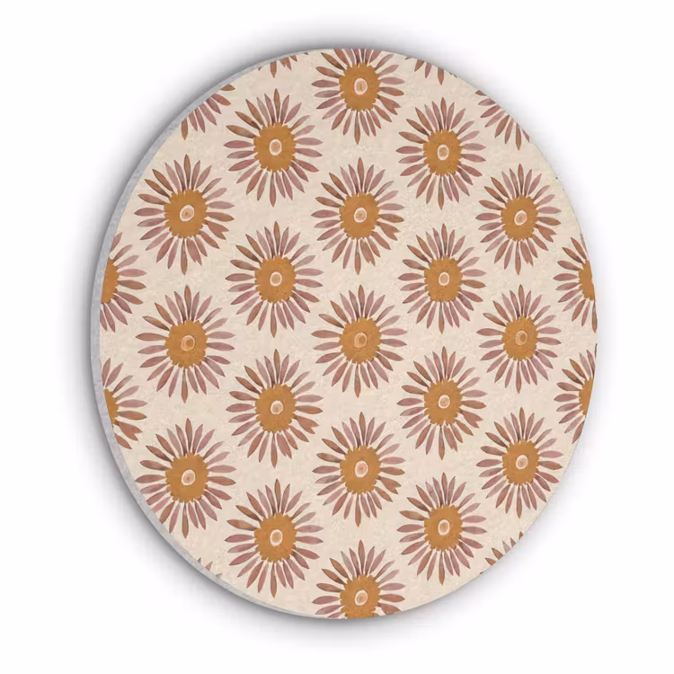 Patroon - Retro - Bruin Akoestische PET Vilt - Rond klein 838 -3d