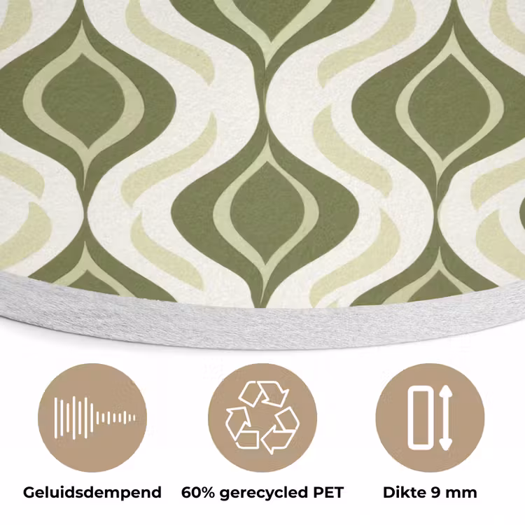 Patroon - Retro - Groen Akoestische PET Vilt - Rond klein 838 -closeup_NL