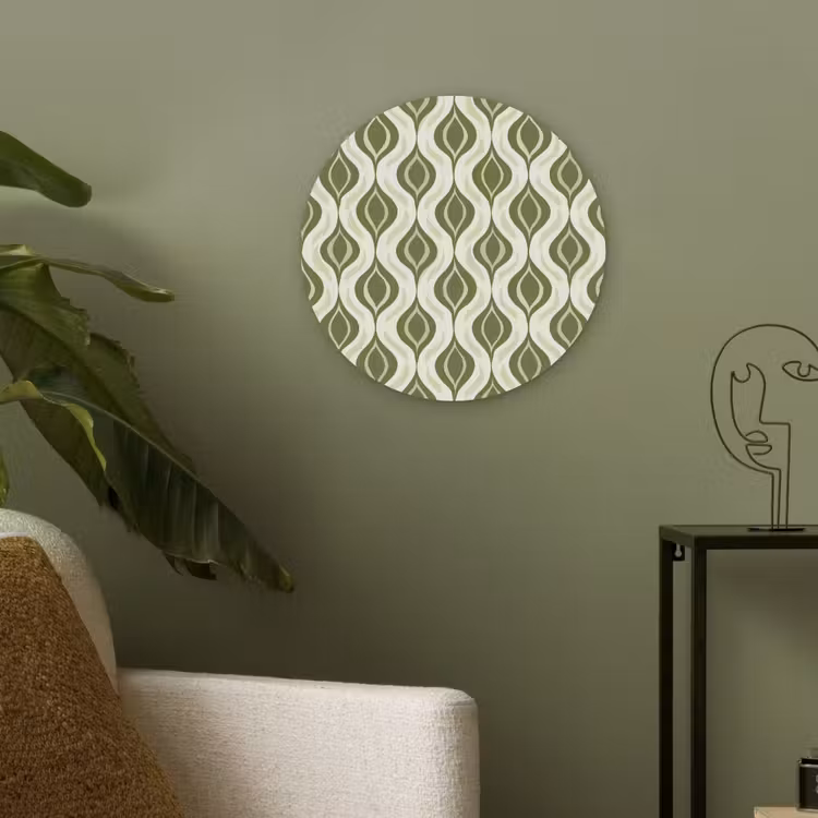 Patroon - Retro - Groen Akoestische PET Vilt - Rond klein 838 -sfeer2