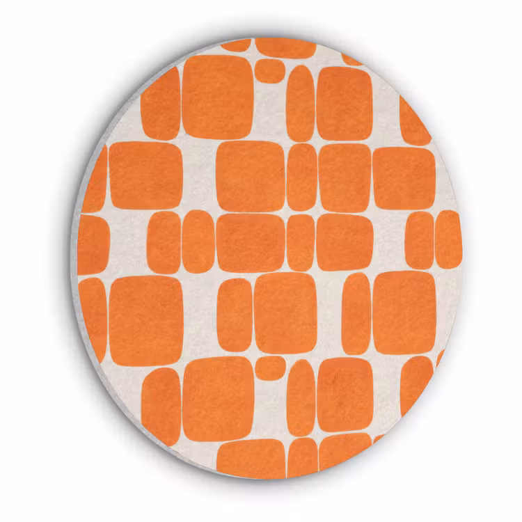Patroon - Retro - Oranje Akoestische PET Vilt - Rond klein 838 -3d