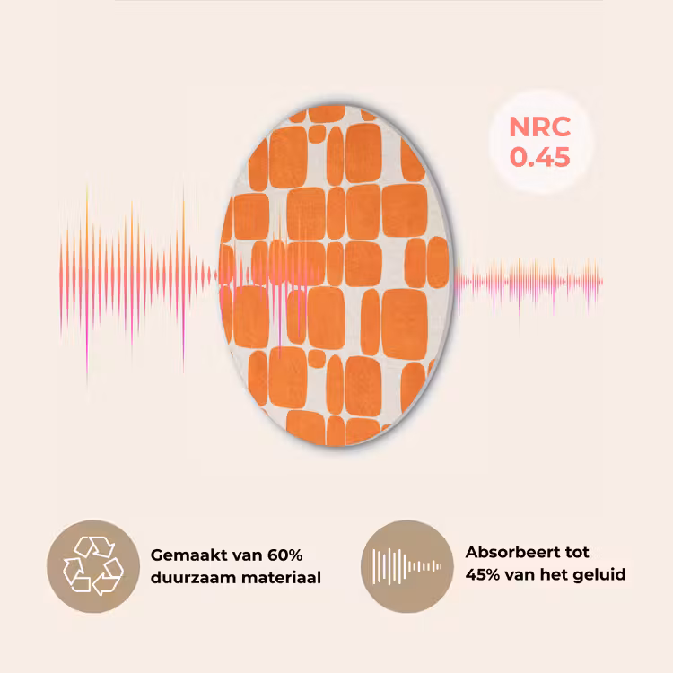 Patroon - Retro - Oranje Akoestische PET Vilt - Rond klein 838 -USP_NL