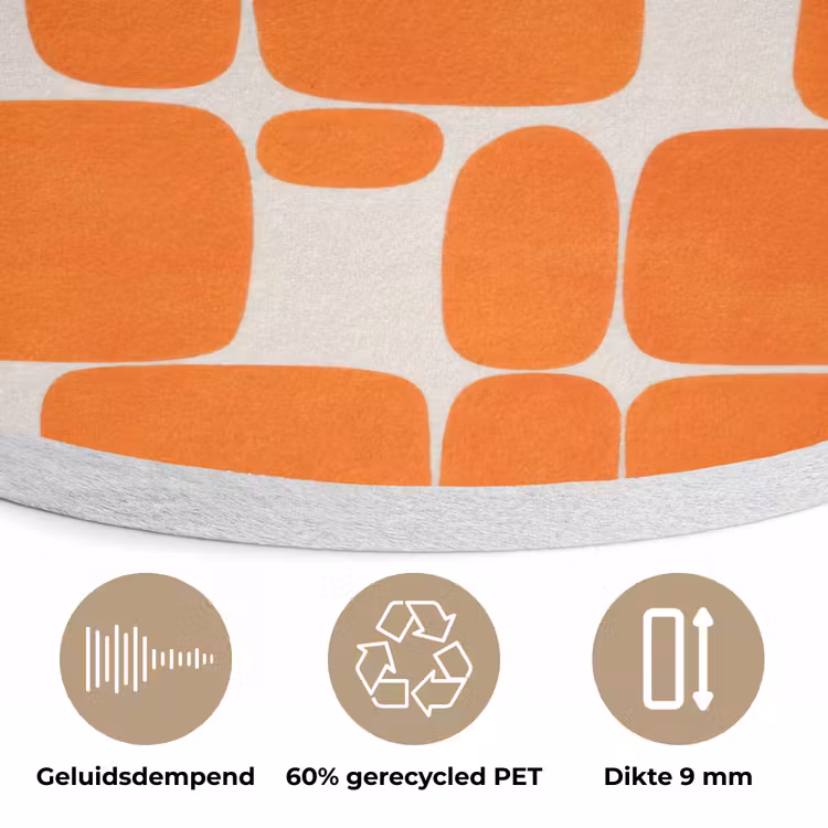 Patroon - Retro - Oranje Akoestische PET Vilt - Rond klein 838 -closeup_NL