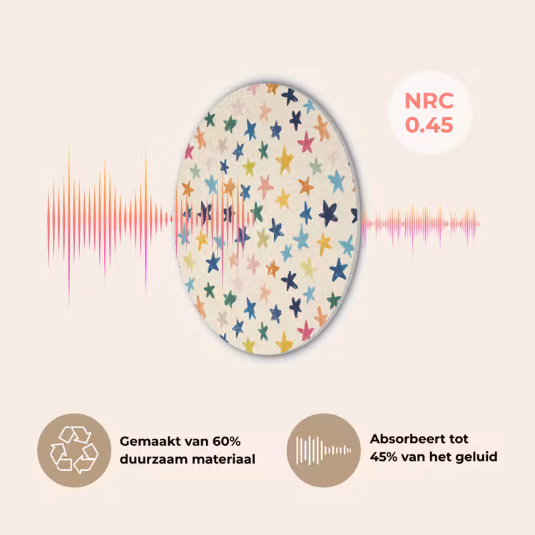 Patroon - Sterren - Kleurrijk Akoestische PET Vilt - Rond klein 838 -USP_NL