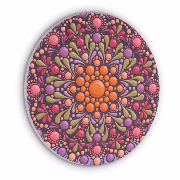 Patroon - Stippen - Abstract - Modern - Kleurrijk Akoestische PET Vilt - Rond klein -3d
