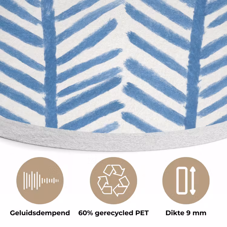 Patroon - Streep - Blauw Akoestische PET Vilt - Rond klein 838 -closeup_NL