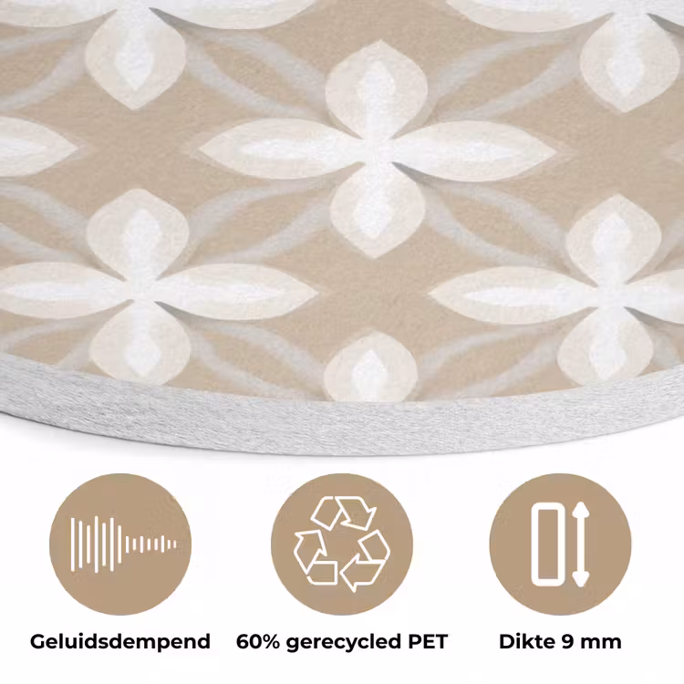 Patroon - Symmetrisch - Beige Akoestische PET Vilt - Rond klein 838 -closeup_NL