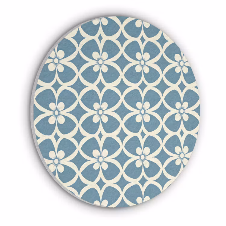 Patroon - Symmetrisch - Blauw Akoestische PET Vilt - Rond klein 838 -3d