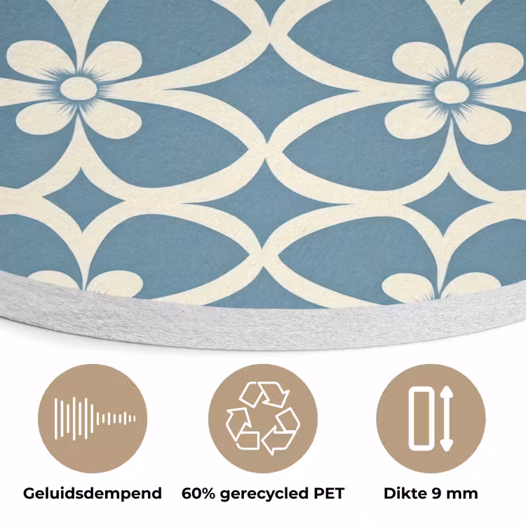 Patroon - Symmetrisch - Blauw Akoestische PET Vilt - Rond klein 838 -closeup_NL