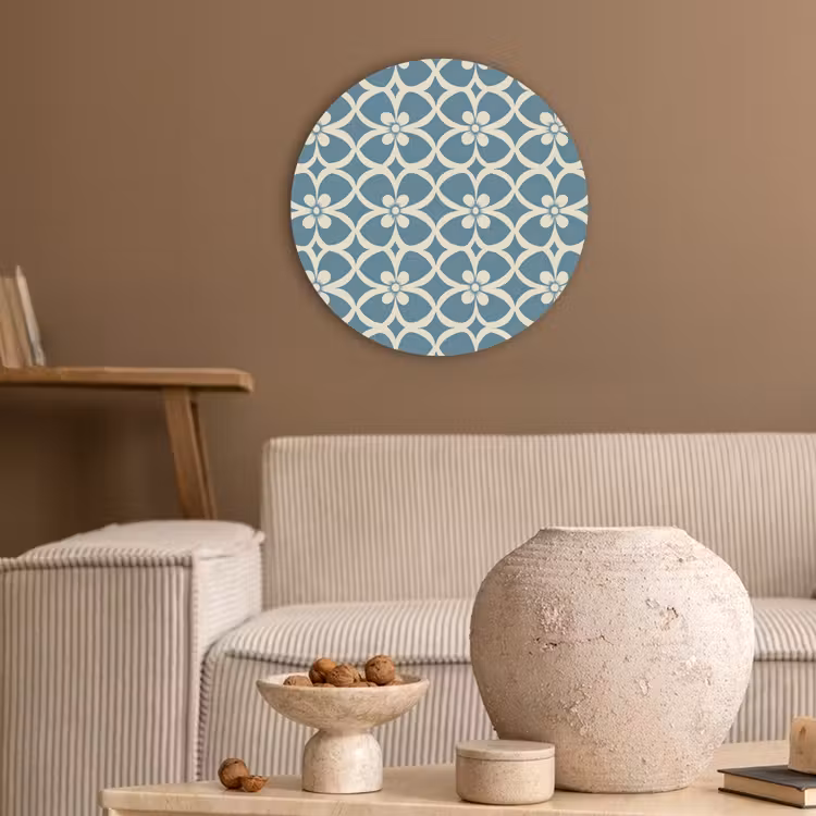 Patroon - Symmetrisch - Blauw Akoestische PET Vilt - Rond klein 838 -sfeer1
