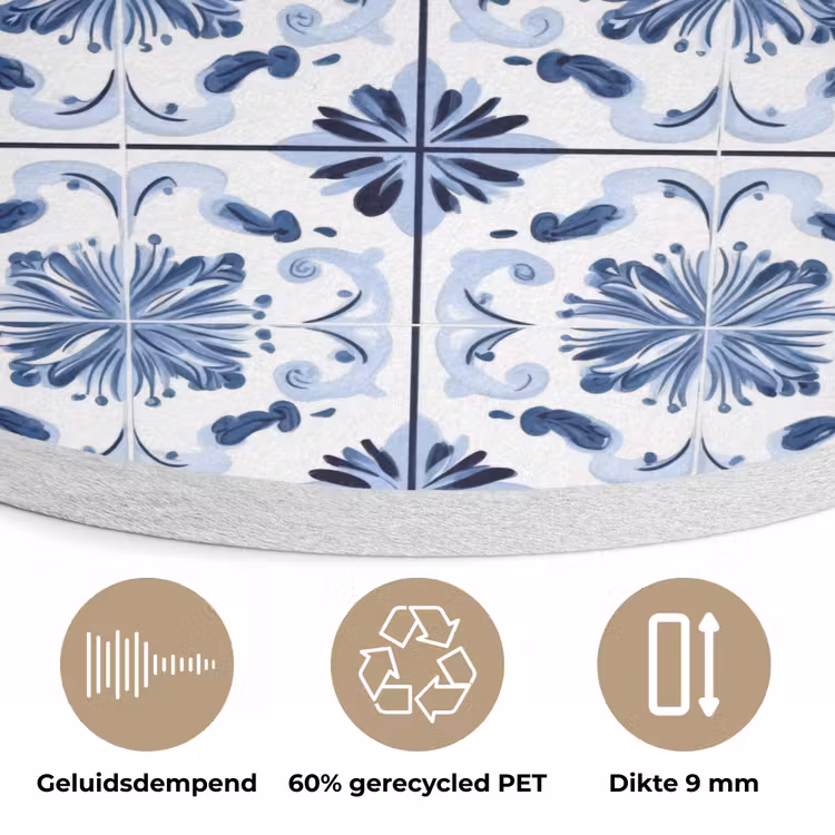 Patroon - Tegel - Blauw Akoestische PET Vilt - Rond klein 838 -closeup_NL