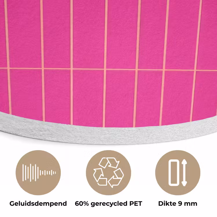 Patroon - Tegel - Magenta - Roze Akoestische PET Vilt - Rond klein 838 -closeup_NL