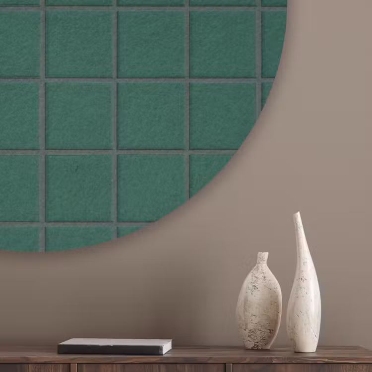 Patroon - Tegels - Dennen - Groen Akoestische PET Vilt - Rond klein 838 -sfeer5_closeup