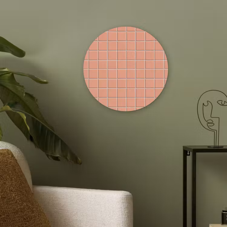 Patroon - Tegels - Perzik Akoestische PET Vilt - Rond klein 838 -sfeer2