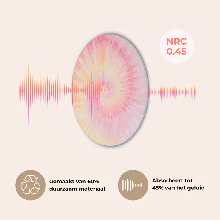 Patroon - Tie Dye - Pasteltinten - Roze Akoestische PET Vilt - Rond klein -USP_NL